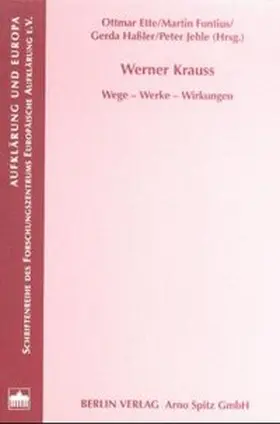 Ette / Fontius / Hassler |  Werner Krauss | Buch |  Sack Fachmedien