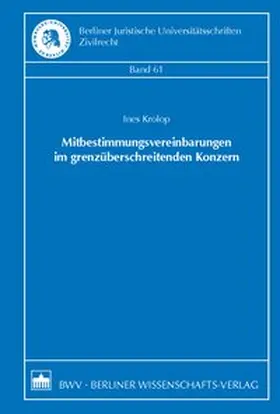 Krolop |  Mitbestimmungsvereinbarungen im grenzüberschreitenden Konzern | Buch |  Sack Fachmedien