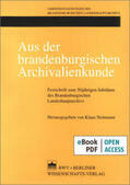 Neitmann |  Aus der brandenburgischen Archivalienkunde | eBook | Sack Fachmedien
