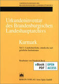 Beck |  Urkundeninventar des Brandenburgischen Landeshauptarchivs - Kurmark | eBook | Sack Fachmedien