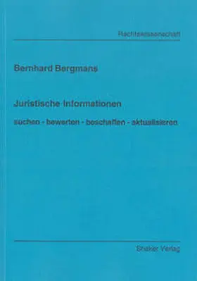 Bergmans |  Juristische Informationen | Buch |  Sack Fachmedien