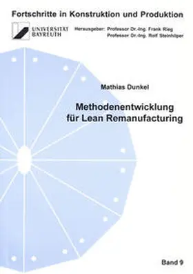 Dunkel |  Methodenentwicklung für Lean Remanufacturing | Buch |  Sack Fachmedien