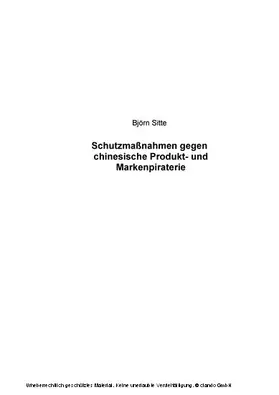 Sitte |  Schutzmaßnahmen gegen chinesische Produktpiraterie und Markenpiraterie | eBook | Sack Fachmedien