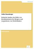 Braunberger |  Kritische Analyse der Rolle von Kreditinstituten bei Mergers und Acquisitions von Nicht-Banken | eBook | Sack Fachmedien