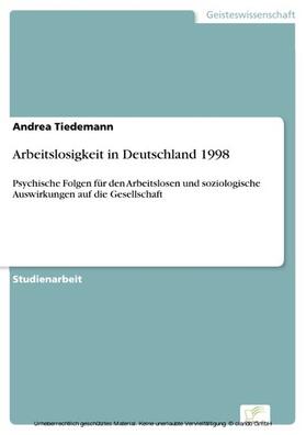 Tiedemann | Arbeitslosigkeit in Deutschland 1998 | E-Book | sack.de