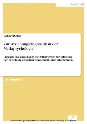 Mohn |  Zur Beziehungsdiagnostik in der Marktpsychologie | eBook | Sack Fachmedien