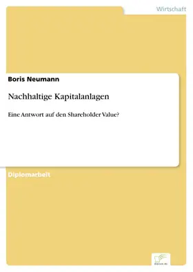 Neumann |  Nachhaltige Kapitalanlagen | eBook | Sack Fachmedien