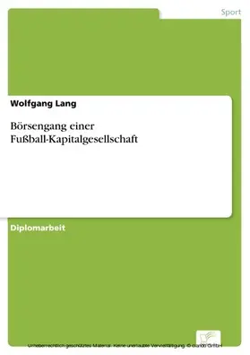 Lang |  Börsengang einer Fußball-Kapitalgesellschaft | eBook | Sack Fachmedien