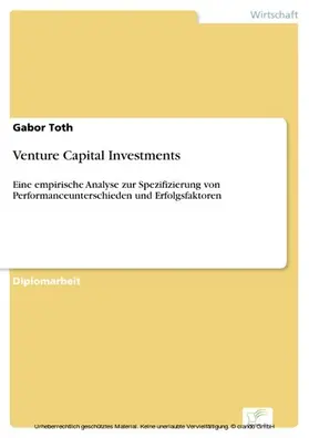 Toth |  Venture Capital Investments | eBook | Sack Fachmedien