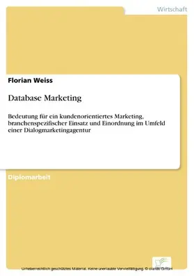Weiss |  Database Marketing | eBook | Sack Fachmedien