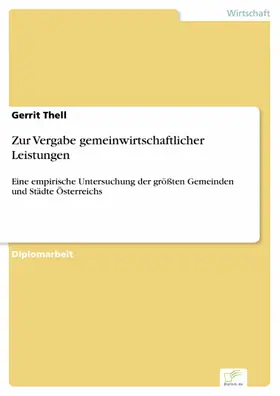 Thell |  Zur Vergabe gemeinwirtschaftlicher Leistungen | eBook | Sack Fachmedien