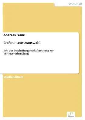 Franz |  Lieferantenvorauswahl | eBook | Sack Fachmedien