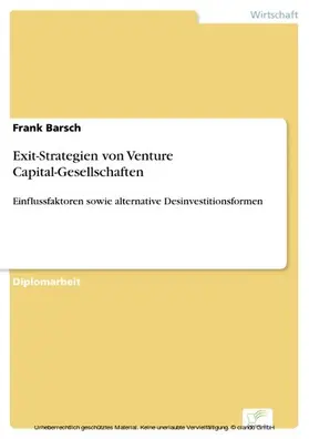 Barsch |  Exit-Strategien von Venture Capital-Gesellschaften | eBook | Sack Fachmedien