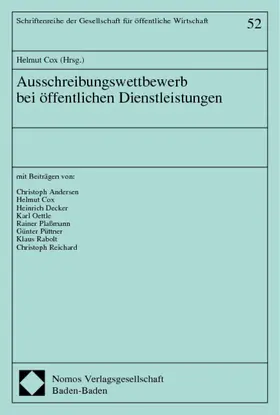 Cox |  Ausschreibungswettbewerb bei öffentlichen Dienstleistungen | Buch |  Sack Fachmedien