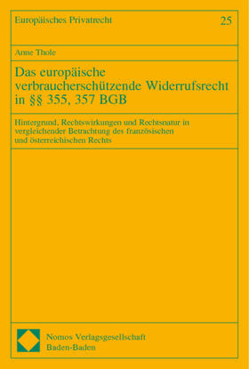 Thole | Thole: Verbrauchersch. Widerrufsrecht | Buch | 978-3-8329-0521-7 | sack.de