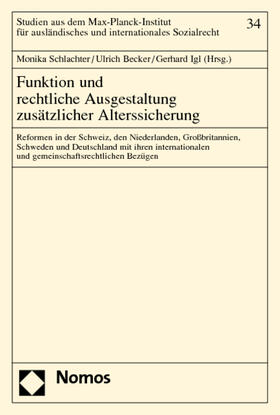 Schlachter / Becker / Igl | Funktion und rechtliche Ausgestaltung/Alterssicherung | Buch | 978-3-8329-1076-1 | sack.de