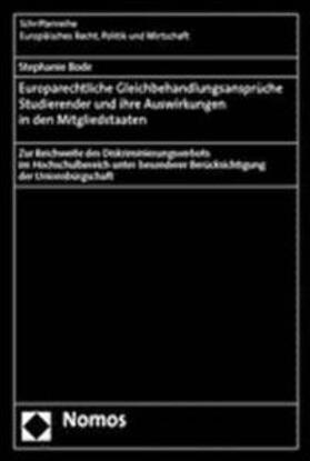 Europarechtliche Gleichbehandlungsansprüche Studierender und | Buch | 978-3-8329-1258-1 | sack.de