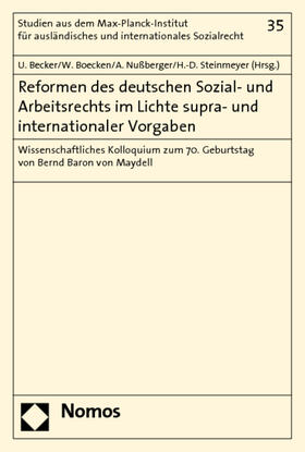Becker / Boecken / Nußberger | Reformen des deutschen Sozial- und Arbeitsrechts | Buch | sack.de