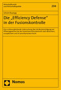 Klumpp |  Klumpp, U: "Effenciency Defense" in der Fusionskontrolle | Buch |  Sack Fachmedien