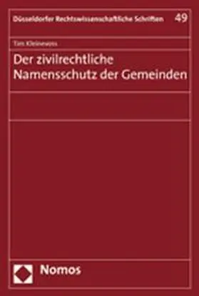 Kleinevoss |  Der zivilrechtliche Namensschutz der Gemeinden | Buch |  Sack Fachmedien