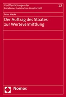 Macke | Macke, P: Auftrag des Staates zur Wertvermittlung | Buch | 978-3-8329-3125-4 | sack.de