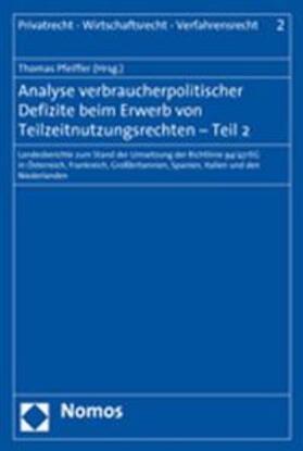 Pfeiffer | Analyse verbraucherpolitischer Defizite/Teilnutzung. | Buch | 978-3-8329-3269-5 | sack.de