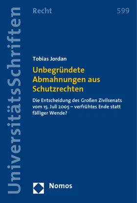 Jordan |  Unbegründete Abmahnungen aus Schutzrechten | Buch |  Sack Fachmedien