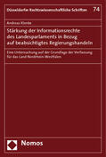 Klenke |  Klenke, A: Stärkung der Informationsrechte/Landesparlaments | Buch |  Sack Fachmedien