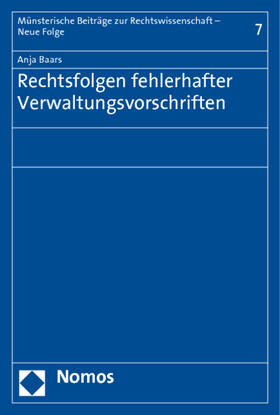 Baars / Dörner / Ehlers | Rechtsfolgen fehlerhafter Verwaltungsvorschriften | Buch | 978-3-8329-5833-6 | sack.de
