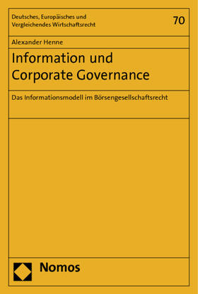 Henne |  Henne, A: Information und Corporate Governance | Buch |  Sack Fachmedien
