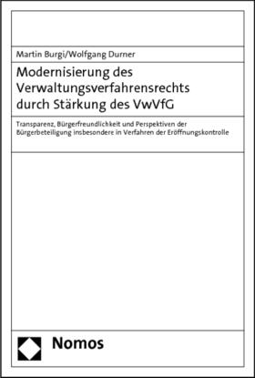 Burgi / Durner |  Modernisierung des Verwaltungsverfahrensrechts durch Stärkung des VwVfG | Buch |  Sack Fachmedien