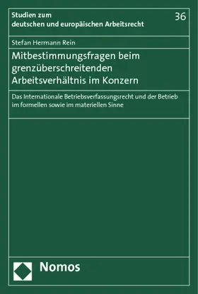 Rein |  Mitbestimmungsfragen beim grenzüberschreitenden Arbeitsverhältnis im Konzern | Buch |  Sack Fachmedien