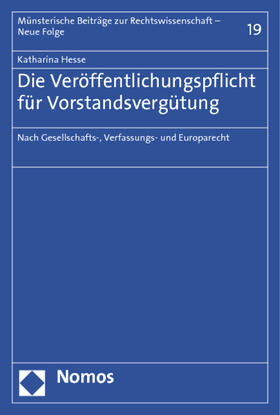 Hesse |  Hesse, K: Veröffentlichungspflicht für Vorstandsvergütung | Buch |  Sack Fachmedien