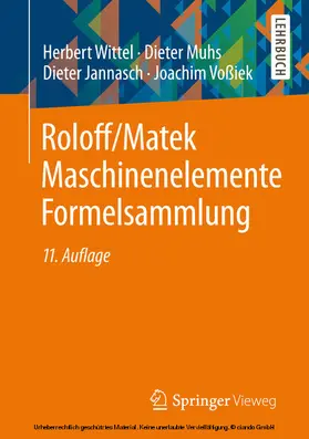 Wittel / Muhs / Jannasch |  Roloff/Matek Maschinenelemente Formelsammlung | eBook | Sack Fachmedien