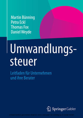 Bünning / Eckl / Fox | Umwandlungssteuer | E-Book | sack.de