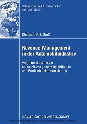 Gruß |  Revenue-Management in der Automobilindustrie | eBook | Sack Fachmedien