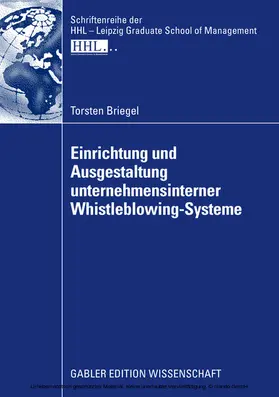 Briegel | Einrichtung und Ausgestaltung unternehmensinterner Whistleblowing-Systeme | E-Book | www.sack.de