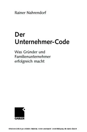 Nahrendorf | Der Unternehmer-Code | E-Book | www.sack.de