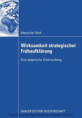 Nick | Wirksamkeit strategischer Frühaufklärung | E-Book | www.sack.de