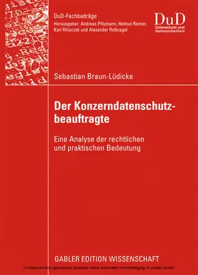Braun-Lüdicke |  Der Konzerndatenschutzbeauftragte | eBook | Sack Fachmedien