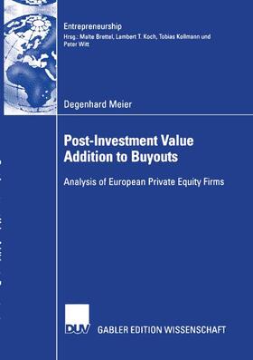 Meier | Meier, D: Post-Investment Value Addition to Buyouts | Buch | 978-3-8350-0228-9 | sack.de