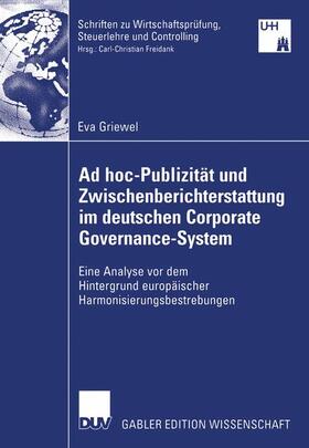 Griewel | Griewel, E: Ad hoc-Publizität und Zwischenberichterstattung | Buch | 978-3-8350-0505-1 | sack.de