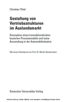 Thiel | Gestaltung von Vertriebsstrukturen im Auslandsmarkt | E-Book | sack.de