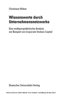 Weber |  Wissenswerte durch Unternehmensnetzwerke | eBook | Sack Fachmedien