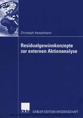 Hesselmann | Residualgewinnkonzepte zur externen Aktienanalyse | E-Book | www.sack.de