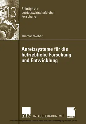 Weber | Anreizsysteme für die betriebliche Forschung und Entwicklung | E-Book | www.sack.de