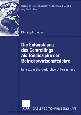 Binder | Die Entwicklung des Controllings als Teildisziplin der Betriebswirtschaftslehre | E-Book | sack.de