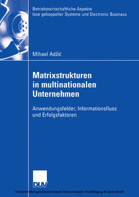 Adzic |  Matrixstrukturen in multinationalen Unternehmen | eBook | Sack Fachmedien