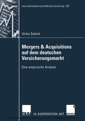 Settnik |  Mergers & Acquisitions auf dem deutschen Versicherungsmarkt | eBook | Sack Fachmedien