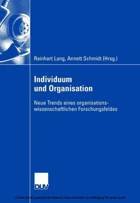 Lang / Schmidt | Individuum und Organisation | E-Book | sack.de